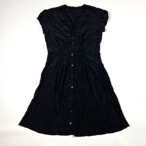 COMPTOIR DES COTONNIERS Dress Button Down V-Neck Black Classic Staple US XS